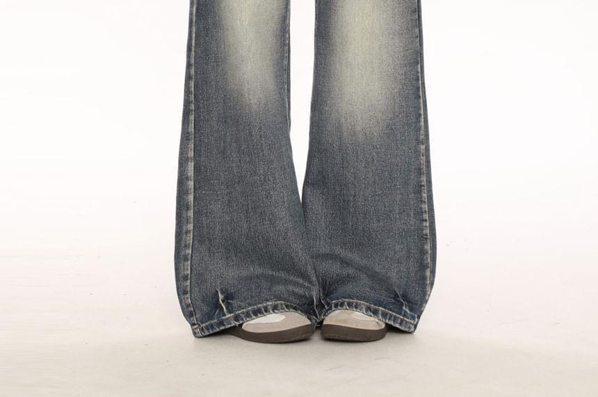 High Waist Washed Wide Leg Jeans Product Image