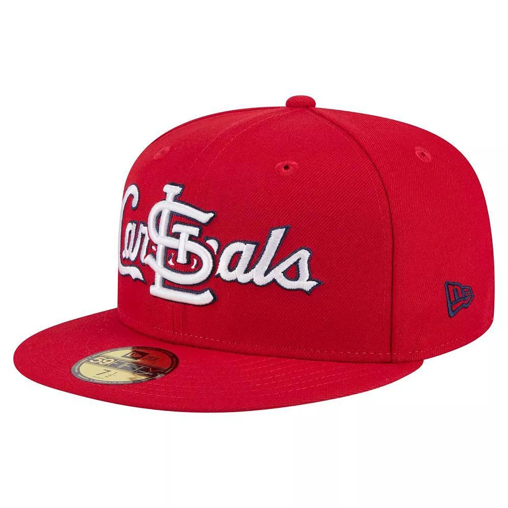 Men's New Era Red St. Louis Cardinals Overlap 59FIFTY Fitted Hat,  Product Image