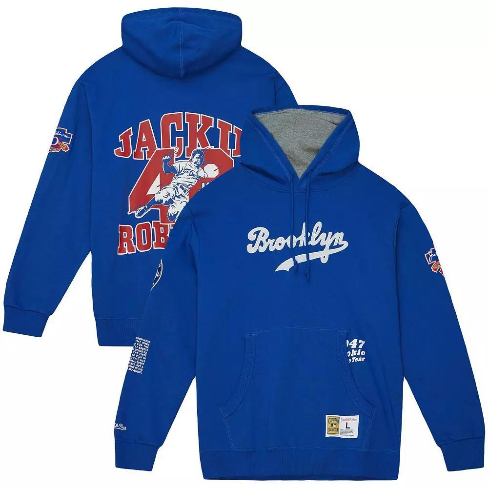 Men's Mitchell & Ness Jackie Robinson Royal Brooklyn Dodgers Cooperstown Collection Legends Fleece Pullover Hoodie, Size: Small, Mlb Blue Product Image