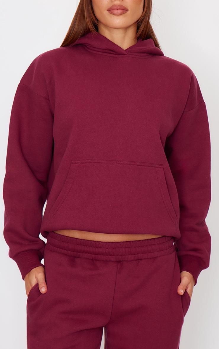 Burgundy Outcast Print Oversized Hoodie Product Image