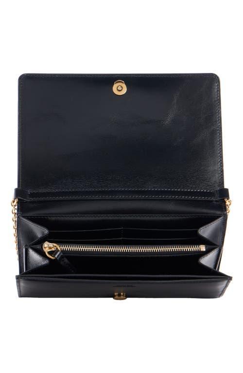 CHLOÉ Iconic Flap Wallet On Chain In Shiny Calfskin In Black Product Image