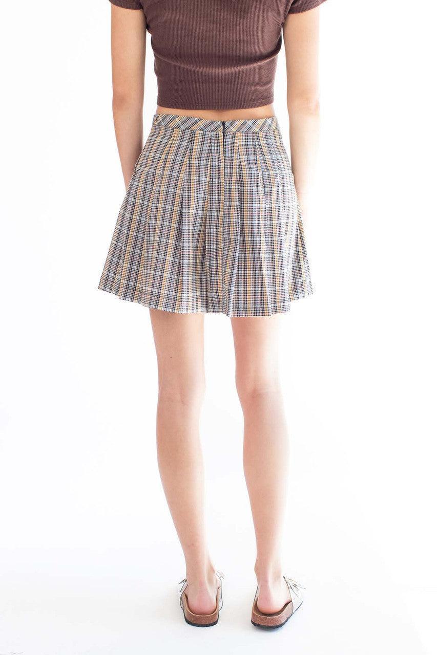 Black Plaid Buckle Mini Skirt Product Image