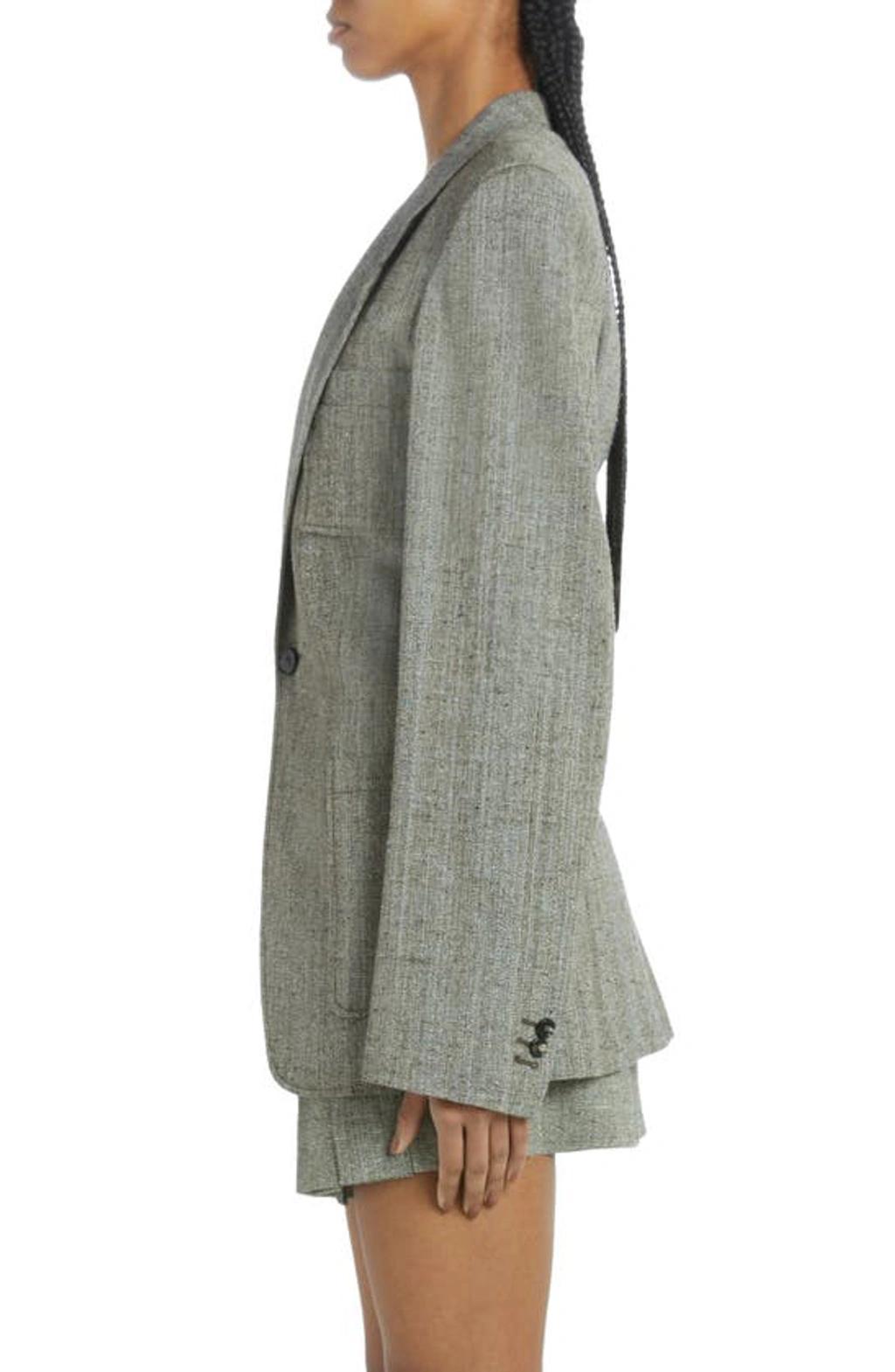 Slubbed Melange Viscose-blend Blazer In Grey Product Image