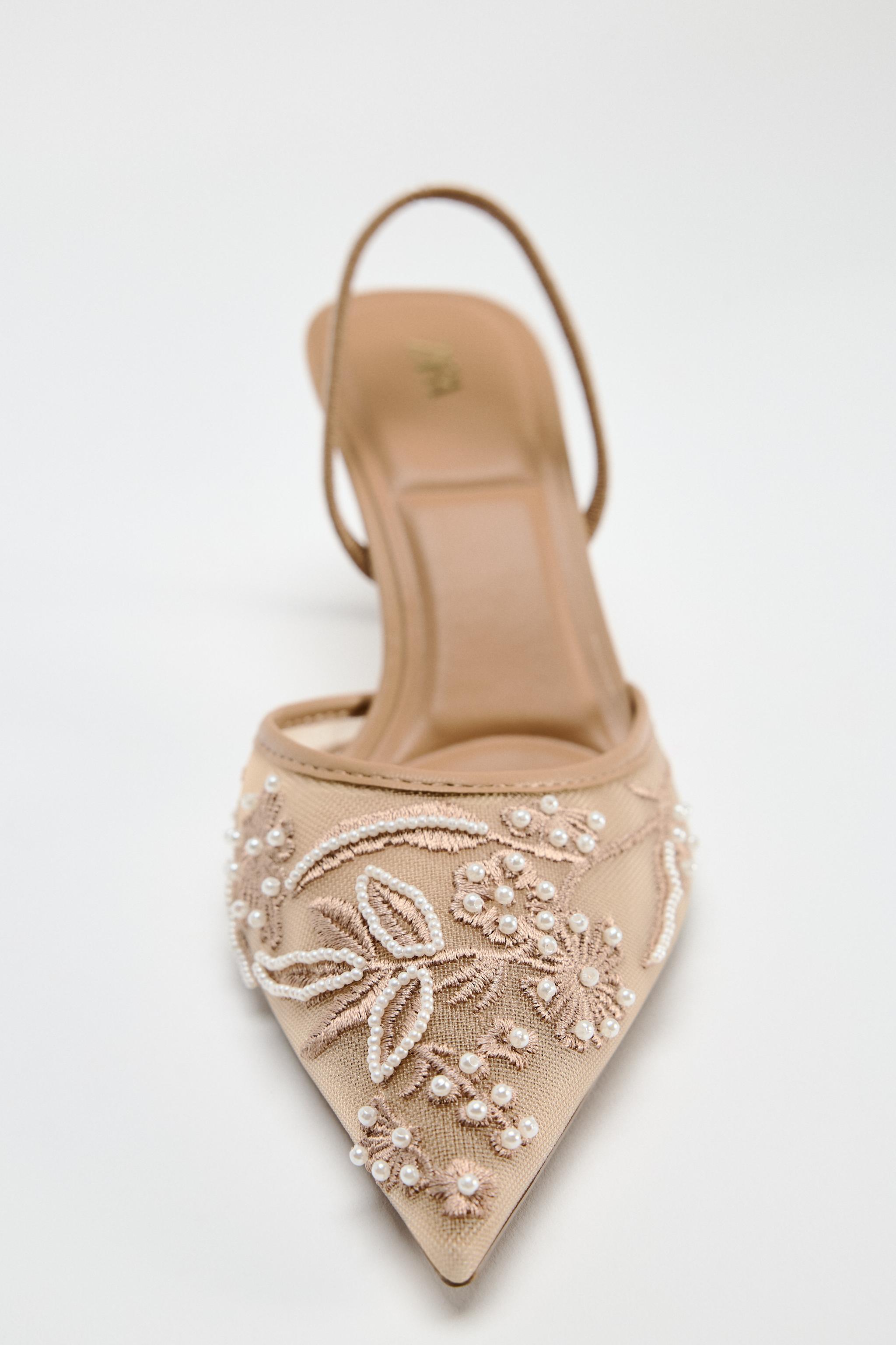 EMBROIDERED MESH SLINGBACK SHOES Product Image