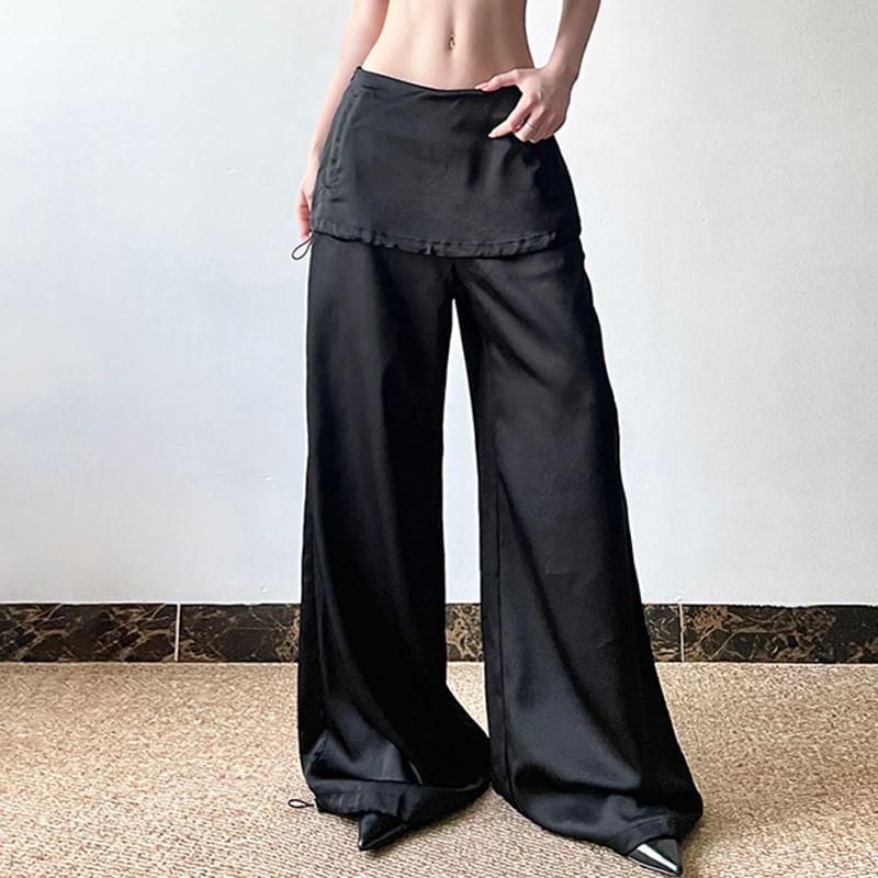 High Rise Plain Wide Leg Pants Product Image