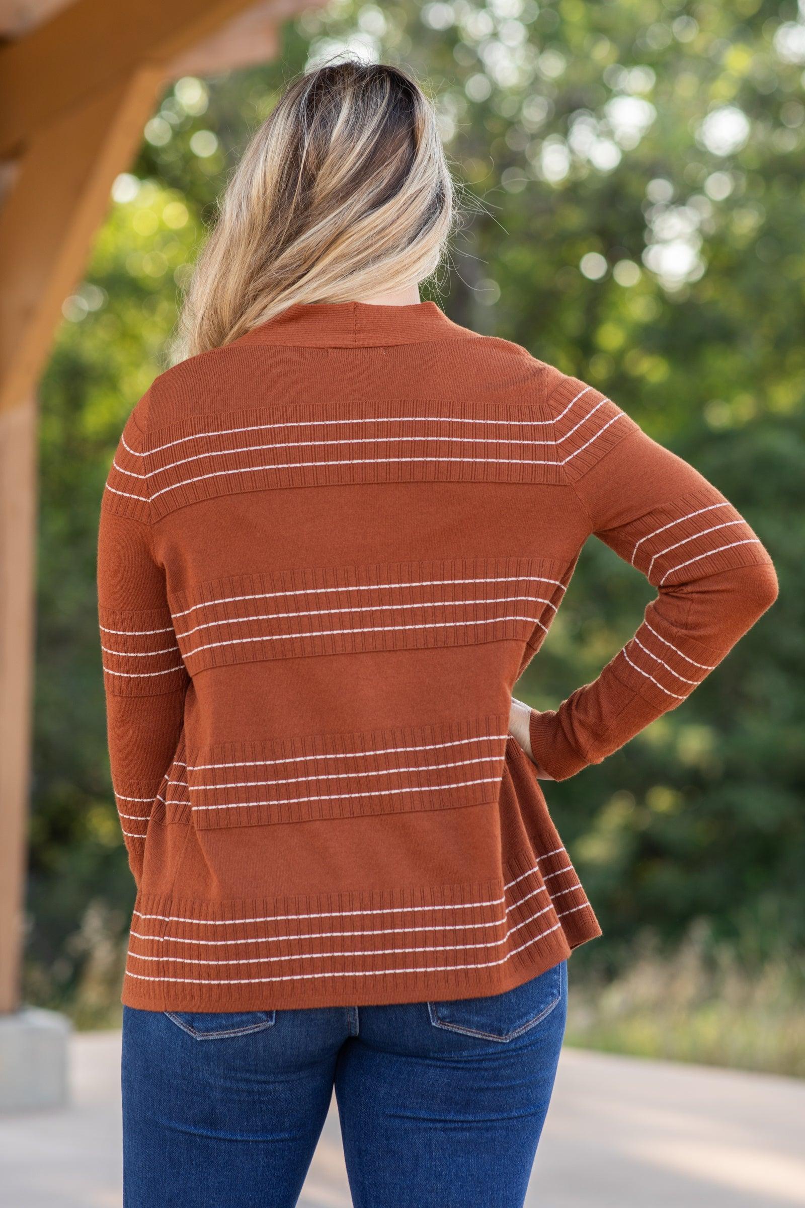 Stitch Striped Open Front Cardigan Product Image