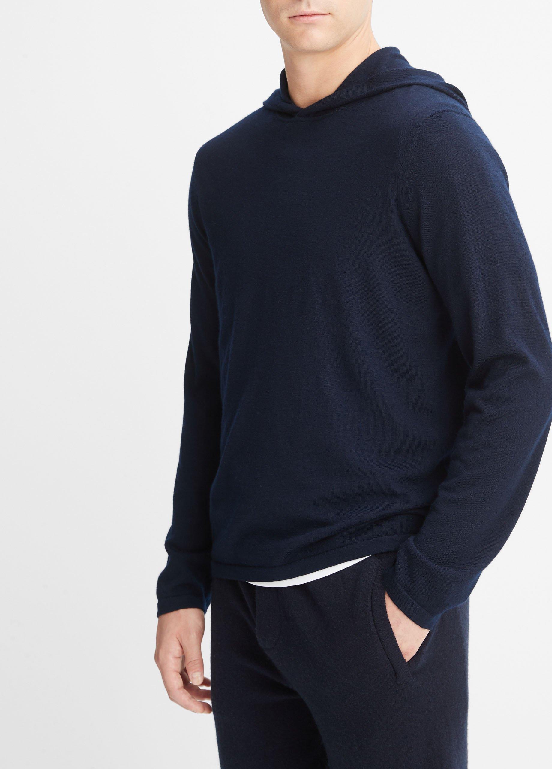 Mens Featherweight Wool Cashmere Pullover Hoodie, Heather White, Size XXL Vince Product Image