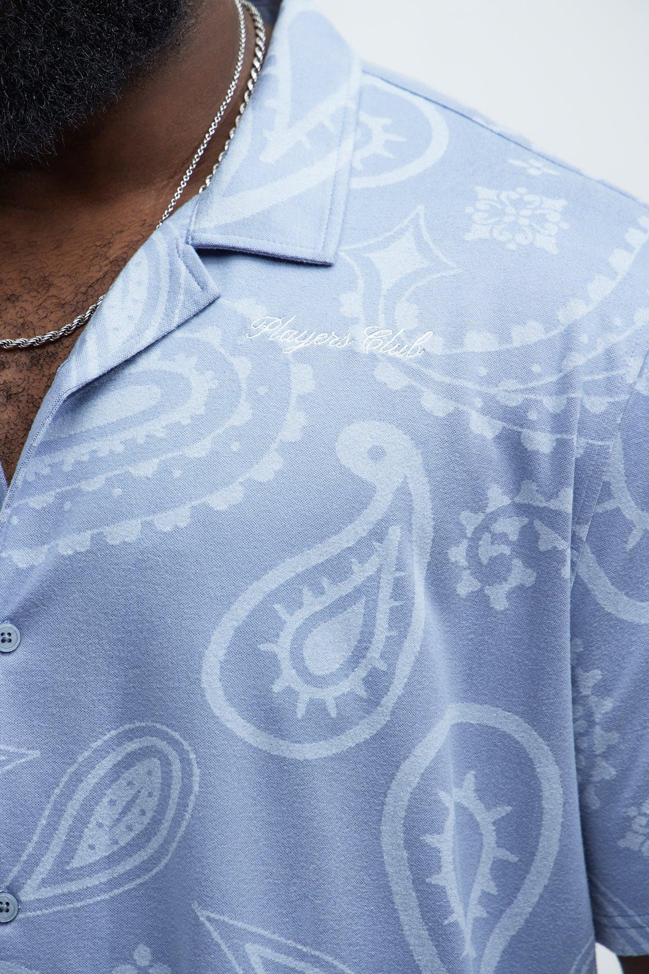 Heritage Paisley Short Sleeve Button Up - Light Blue Product Image