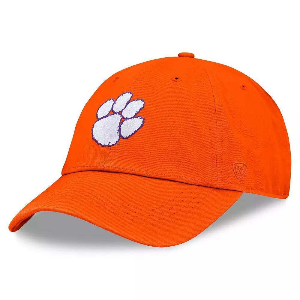 Men's Top of the World Orange Clemson Tigers Team Logo Washed Adjustable Hat Product Image