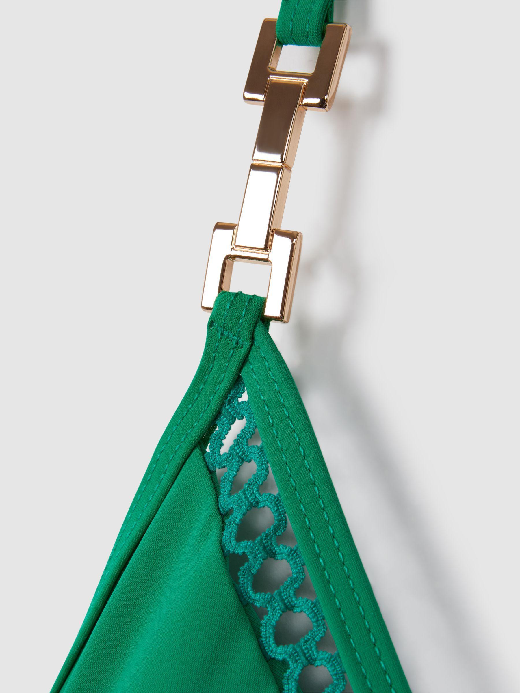 Lattice Halter Neck Swimsuit in Green Product Image