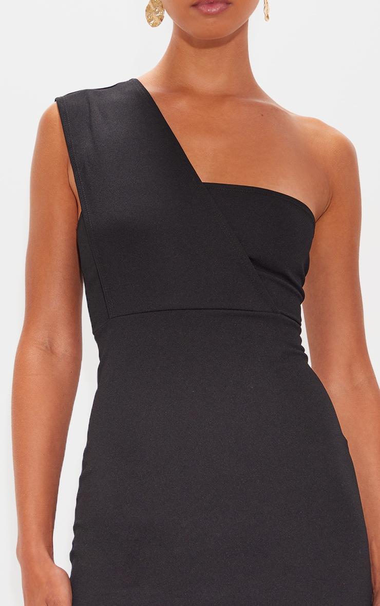 Black One Shoulder Fitted Maxi Dress Product Image