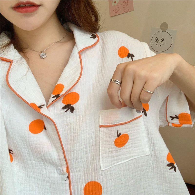 Pajama Set: Printed Short-Sleeve Top + Shorts Product Image