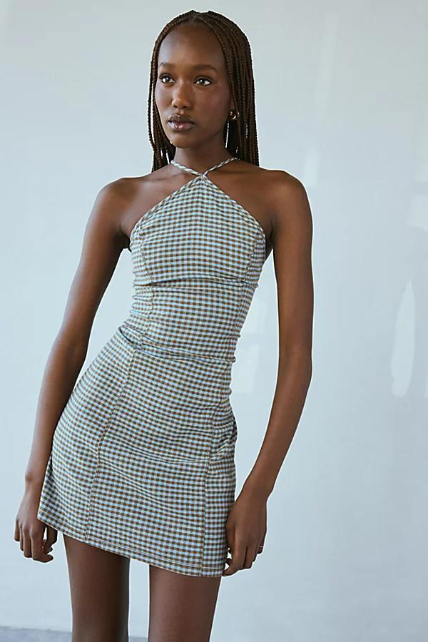 Urban Outfitters UO Riley Y-Neck Linen-Blend Mini Dress Womens at Urban Outfitters Product Image