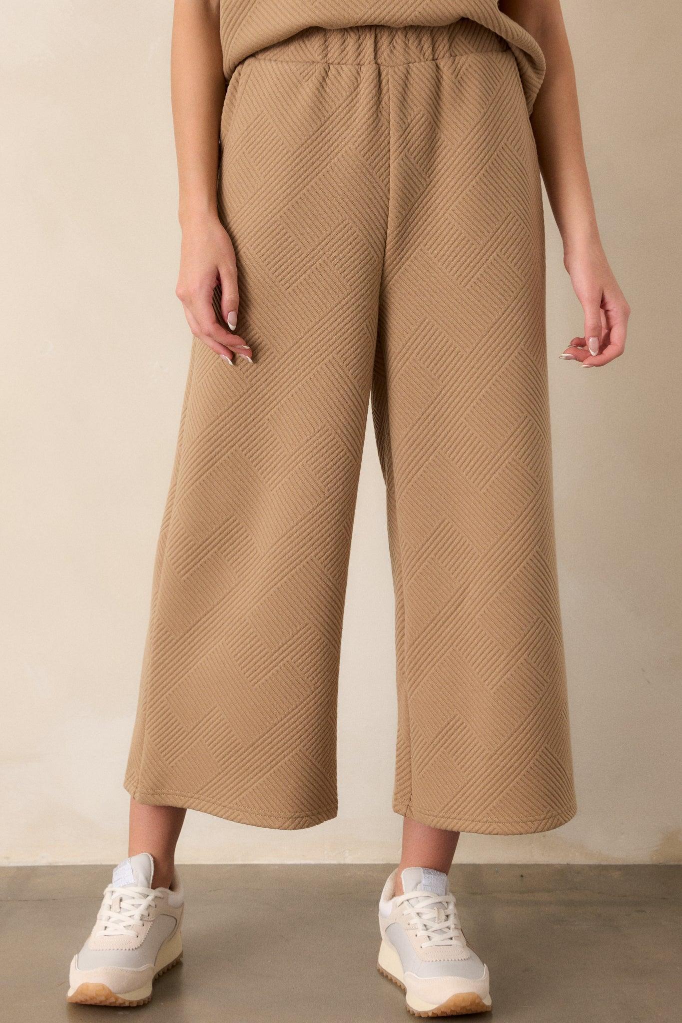 Tell Me Tan Cropped Textured Pants Product Image