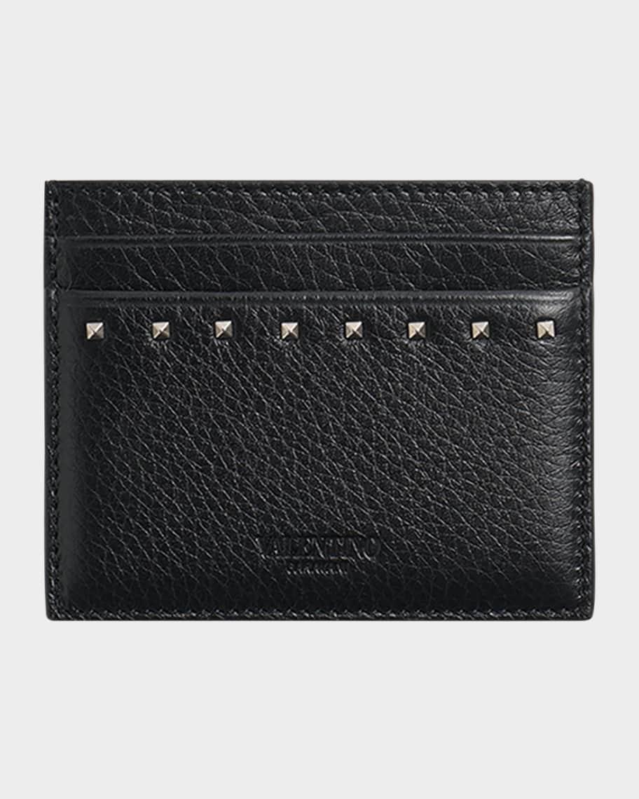 Men's Leather Rockstud Card Holder Product Image