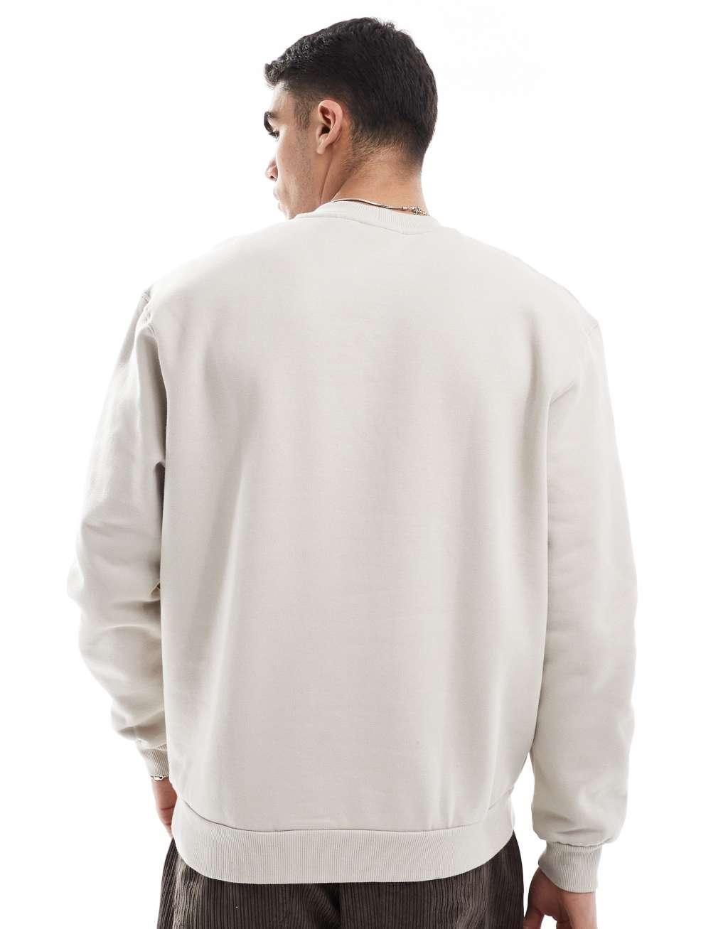 ASOS DESIGN premium heavyweight oversized sweatshirt 400gsm in beige Product Image