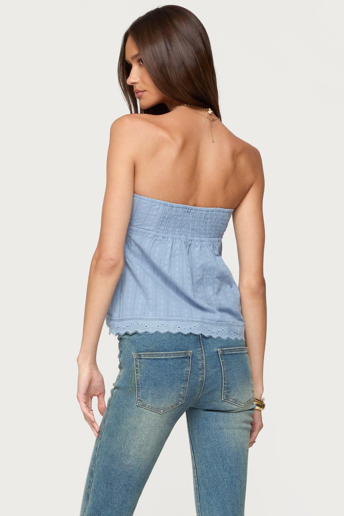 Narnie Striped Strapless Wrap Top Product Image