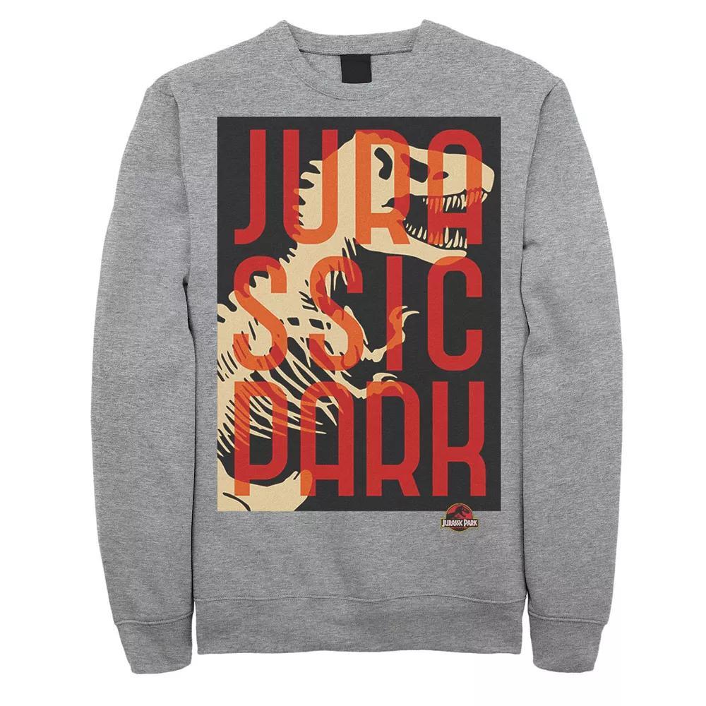 Men's Jurassic Park Split Typography T-Rex Bones Sweatshirt, Size: 3XL, Athletic Grey Product Image