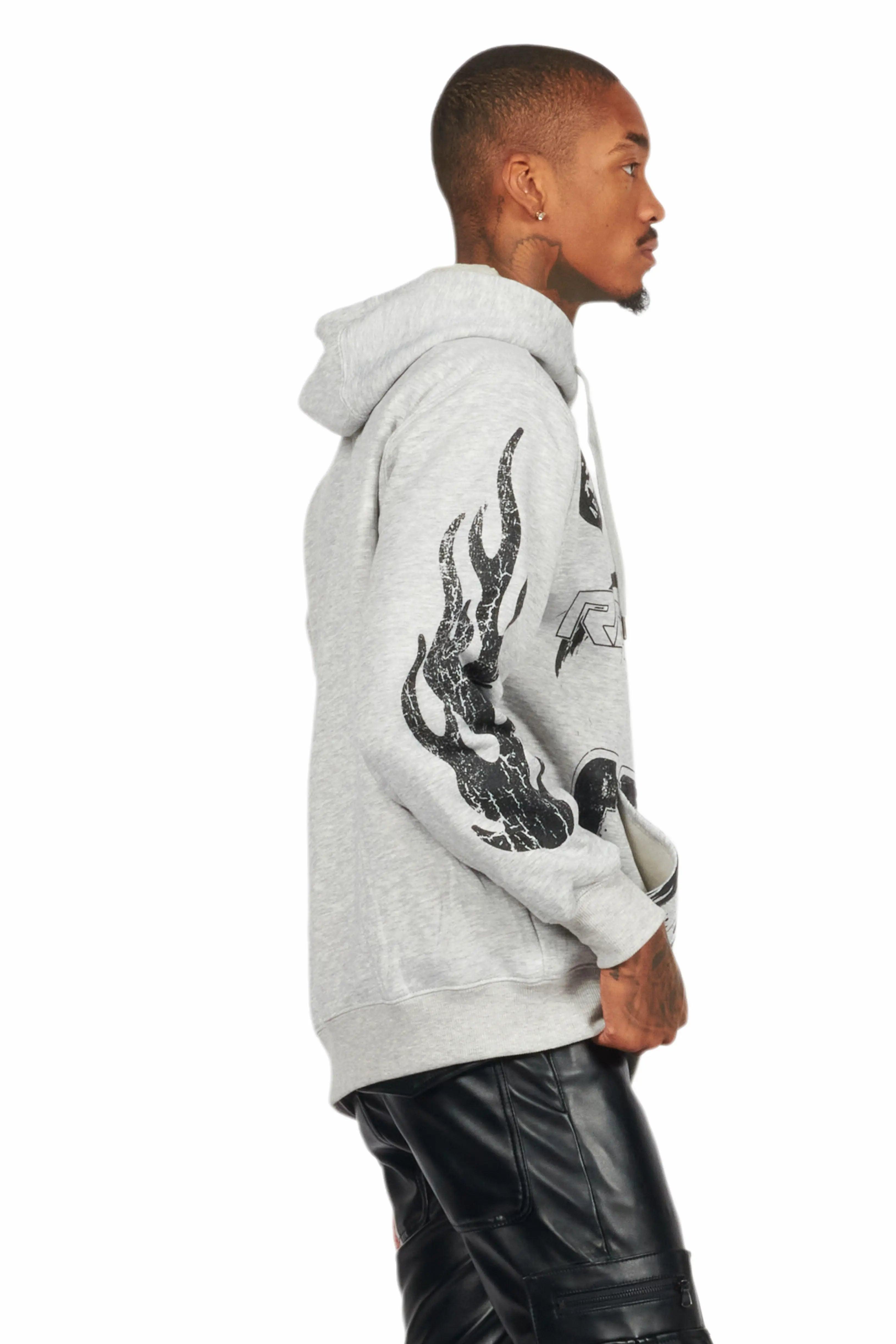 Amos Heather Grey Graphic Hoodie Male Product Image