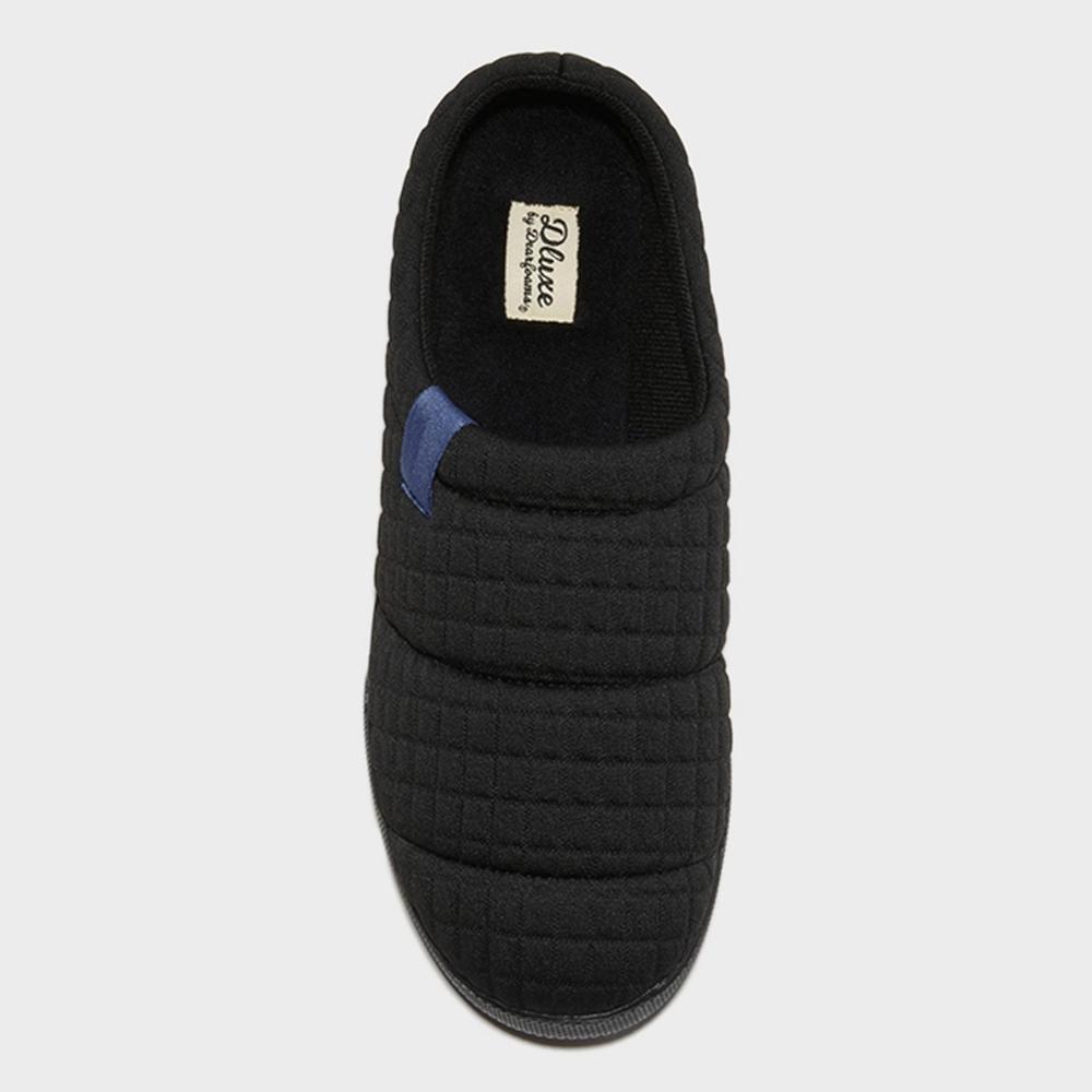 dluxe by dearfoams Mens Julien Plush Jersey Sport Lounge Clog Slippers - Black M Product Image