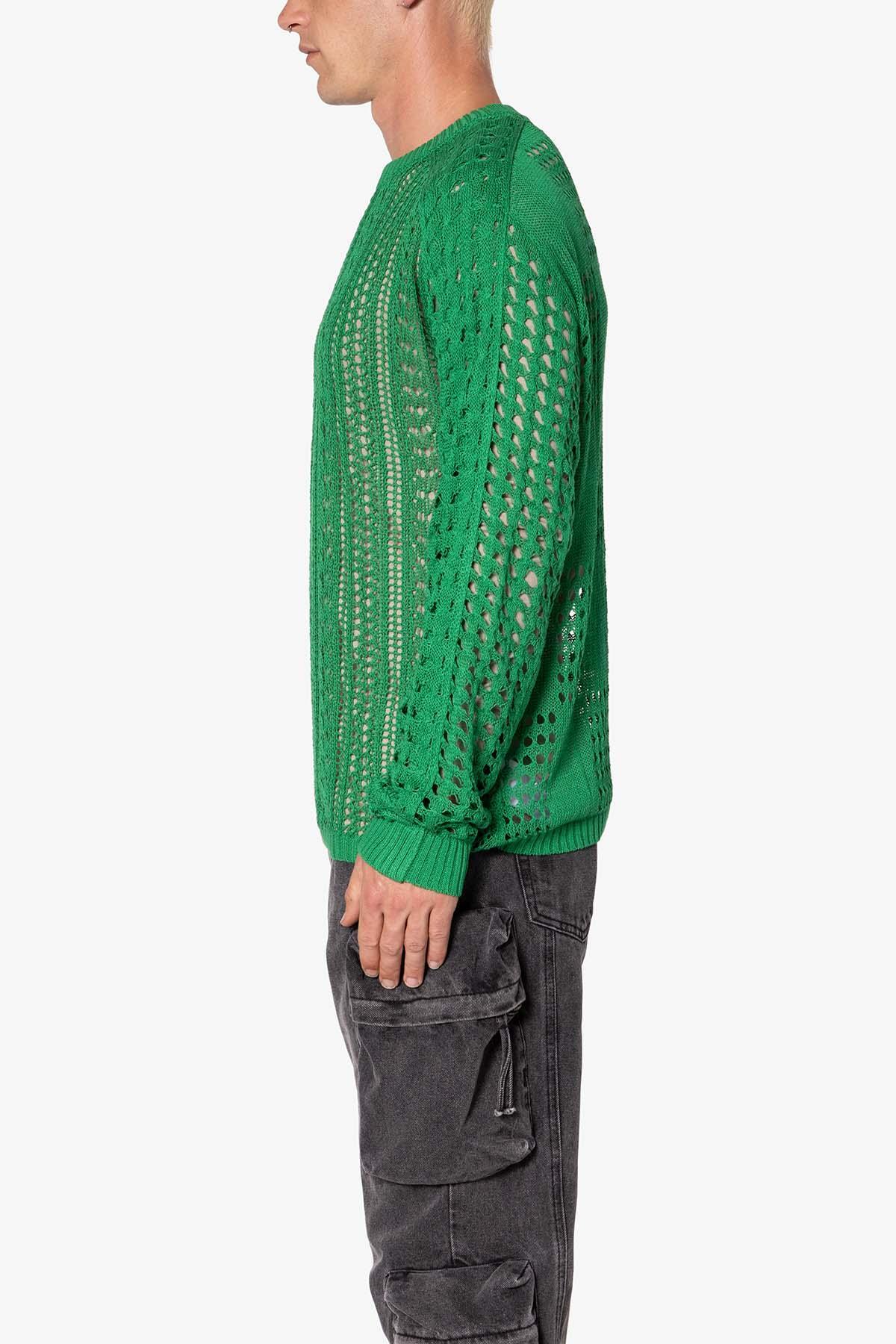 Crochet Knit Sweater - Green Product Image