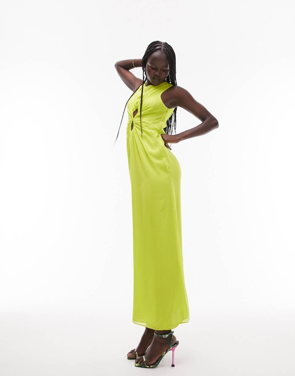 Topshop ruched cut out maxi dress Product Image