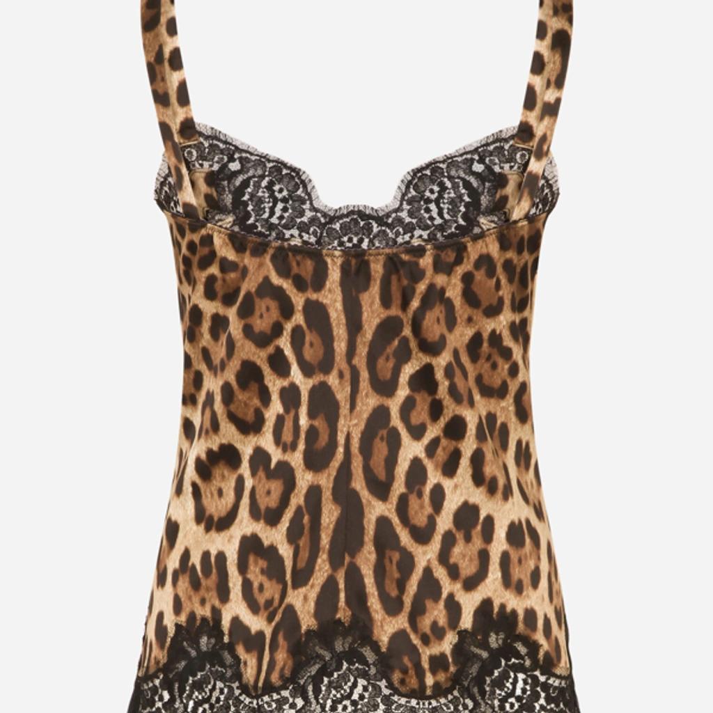 DOLCE & GABBANA Lace-trimmed Leopard-print Silk-blend Satin Pajama Shorts In Leo,black Product Image