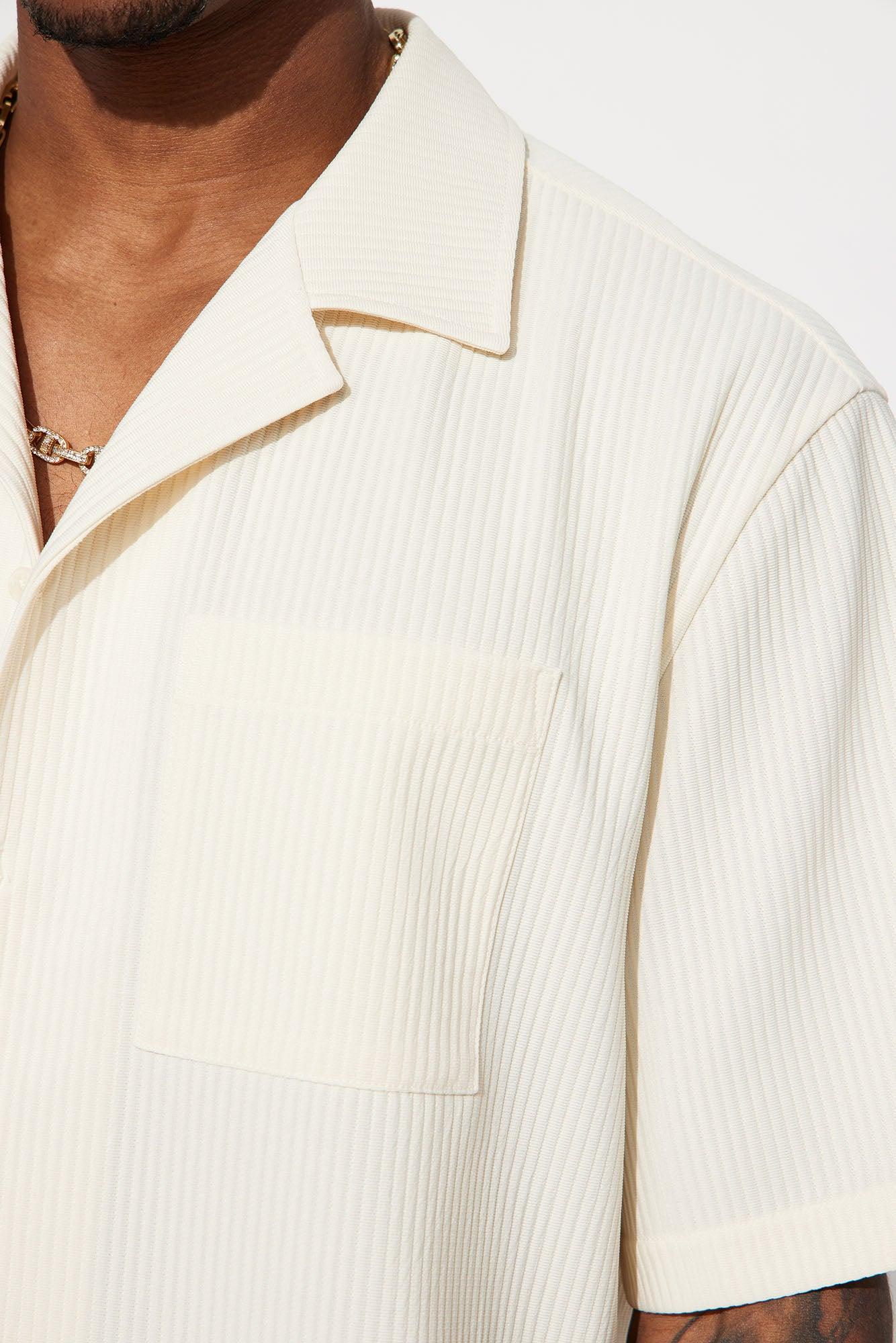 Show Up Short Sleeve Cuban Shirt - Off White Product Image