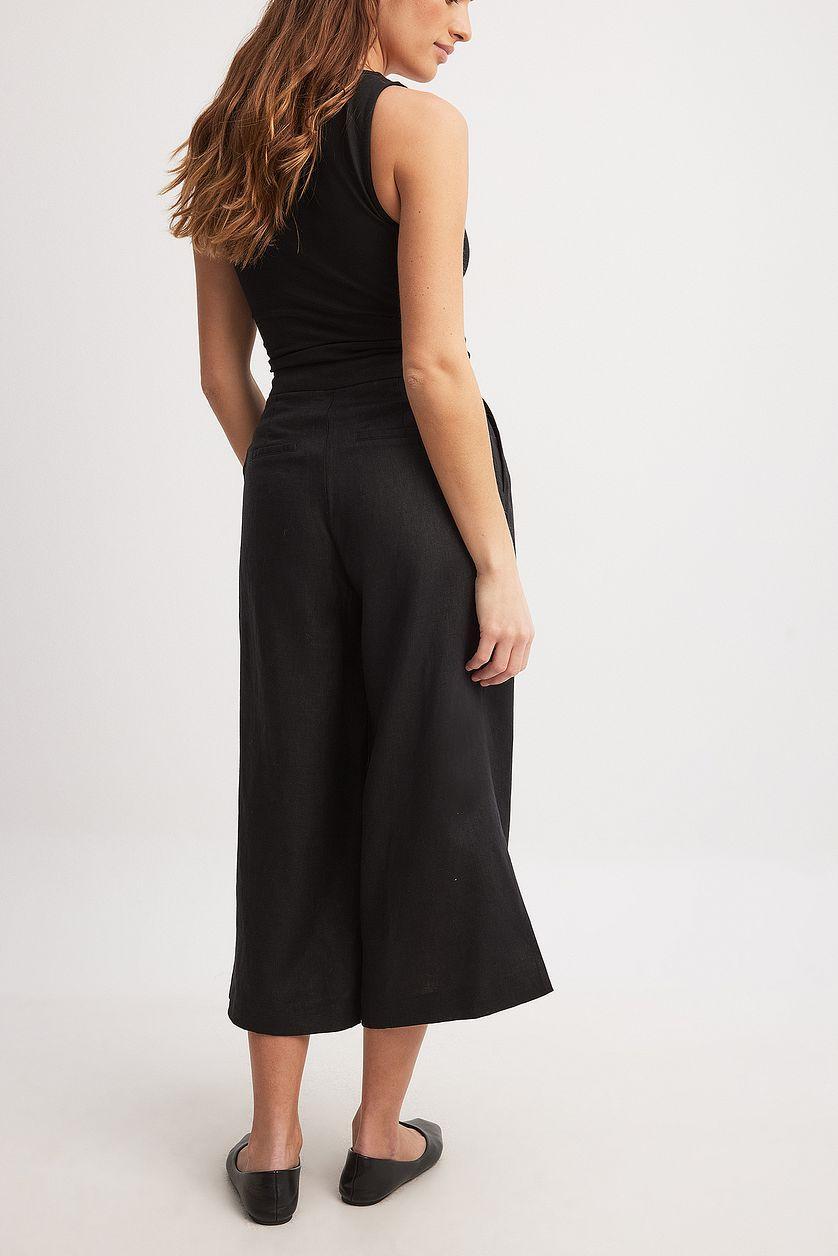 Linen Wide High Waist Culottes Product Image