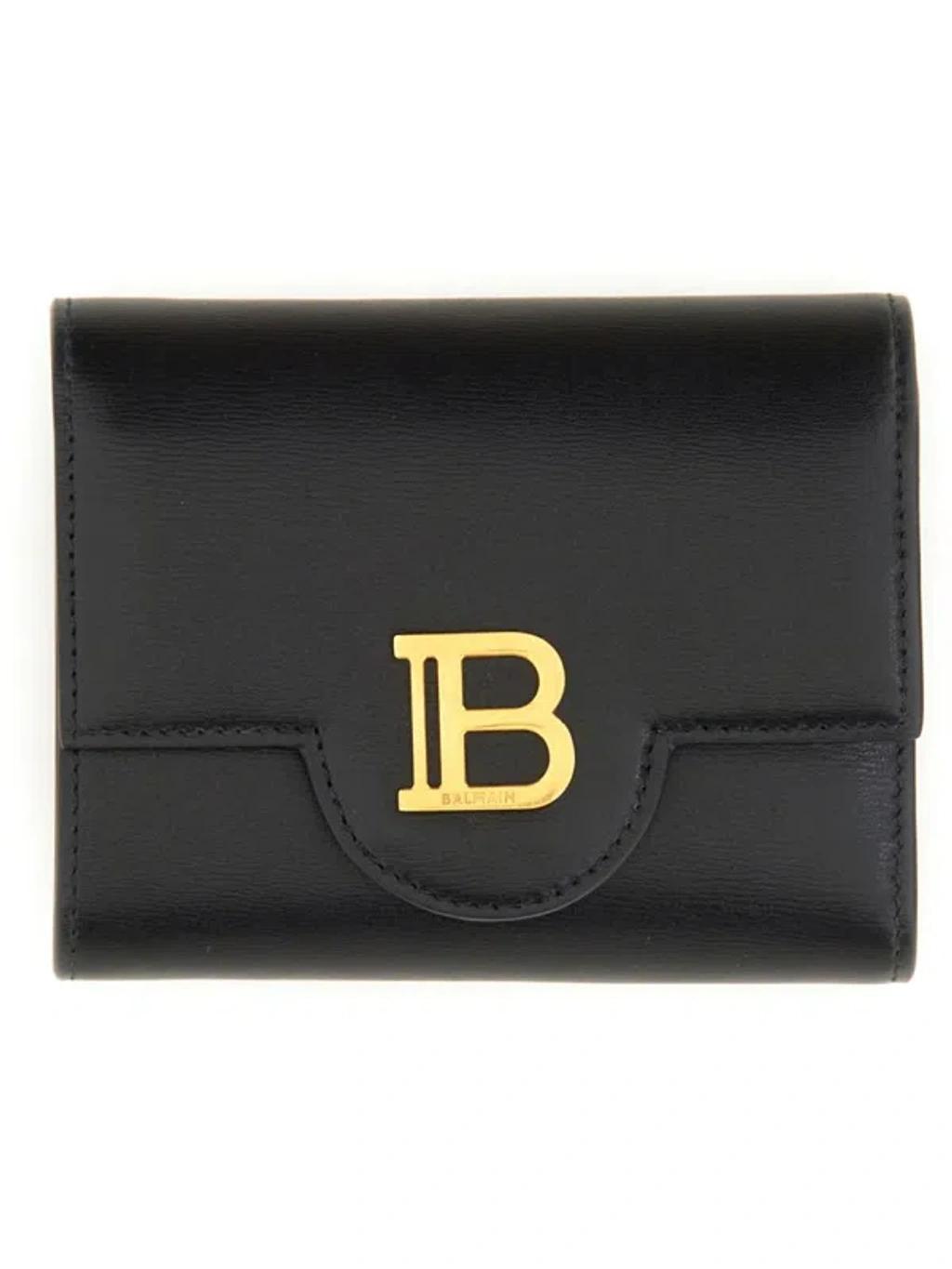 BALMAIN Leather B-buzz Tri-fold Wallet In Black Product Image