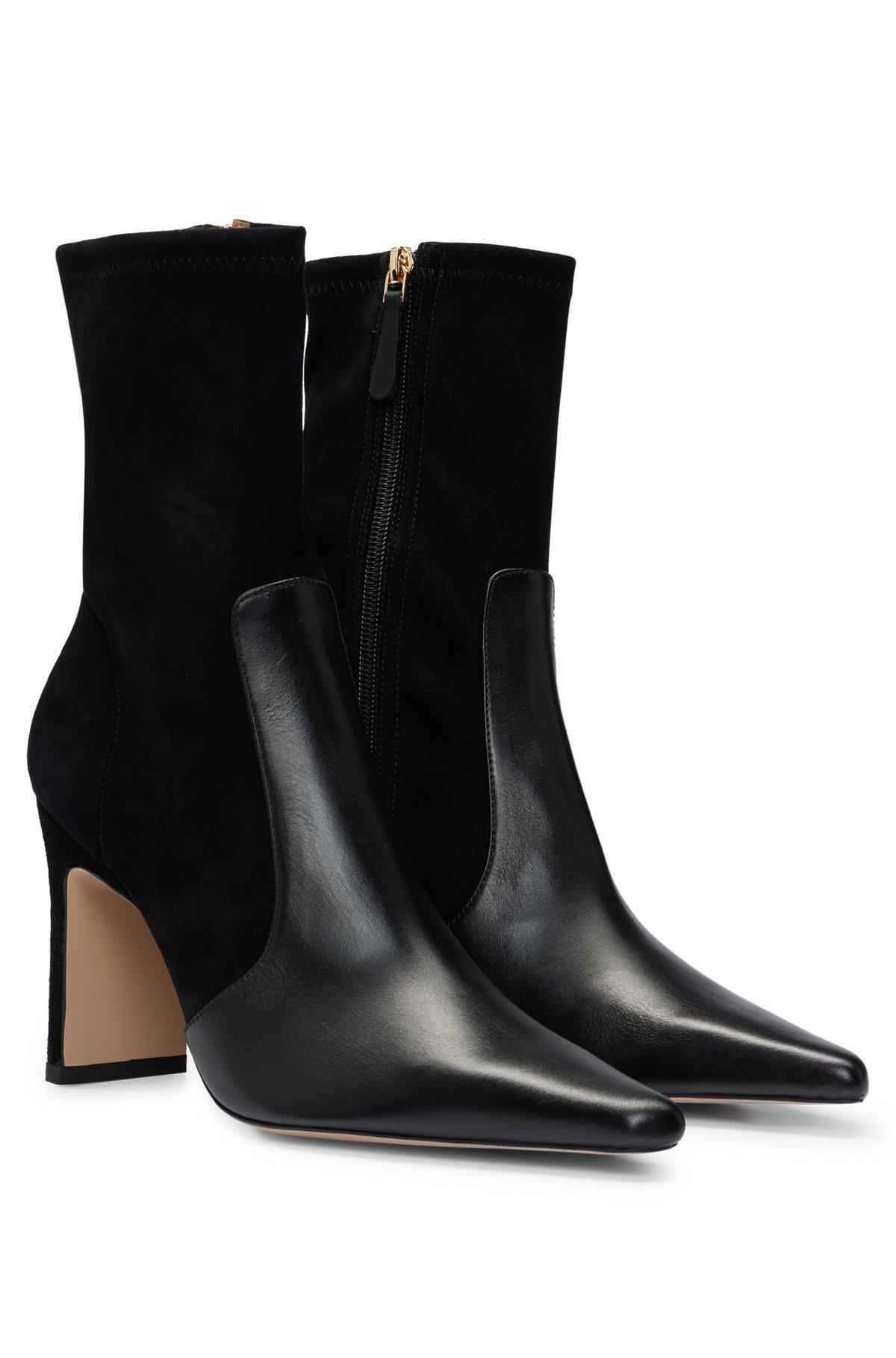 Ankle boots in suede and leather with side zip Product Image