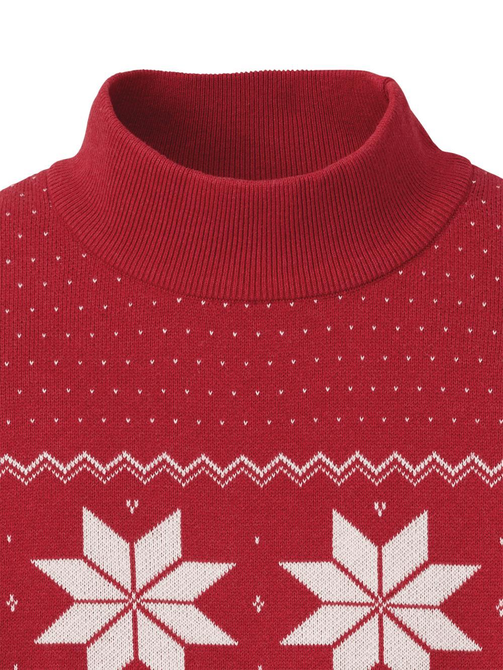 Cotton Mock Neck Sweater - Red Product Image