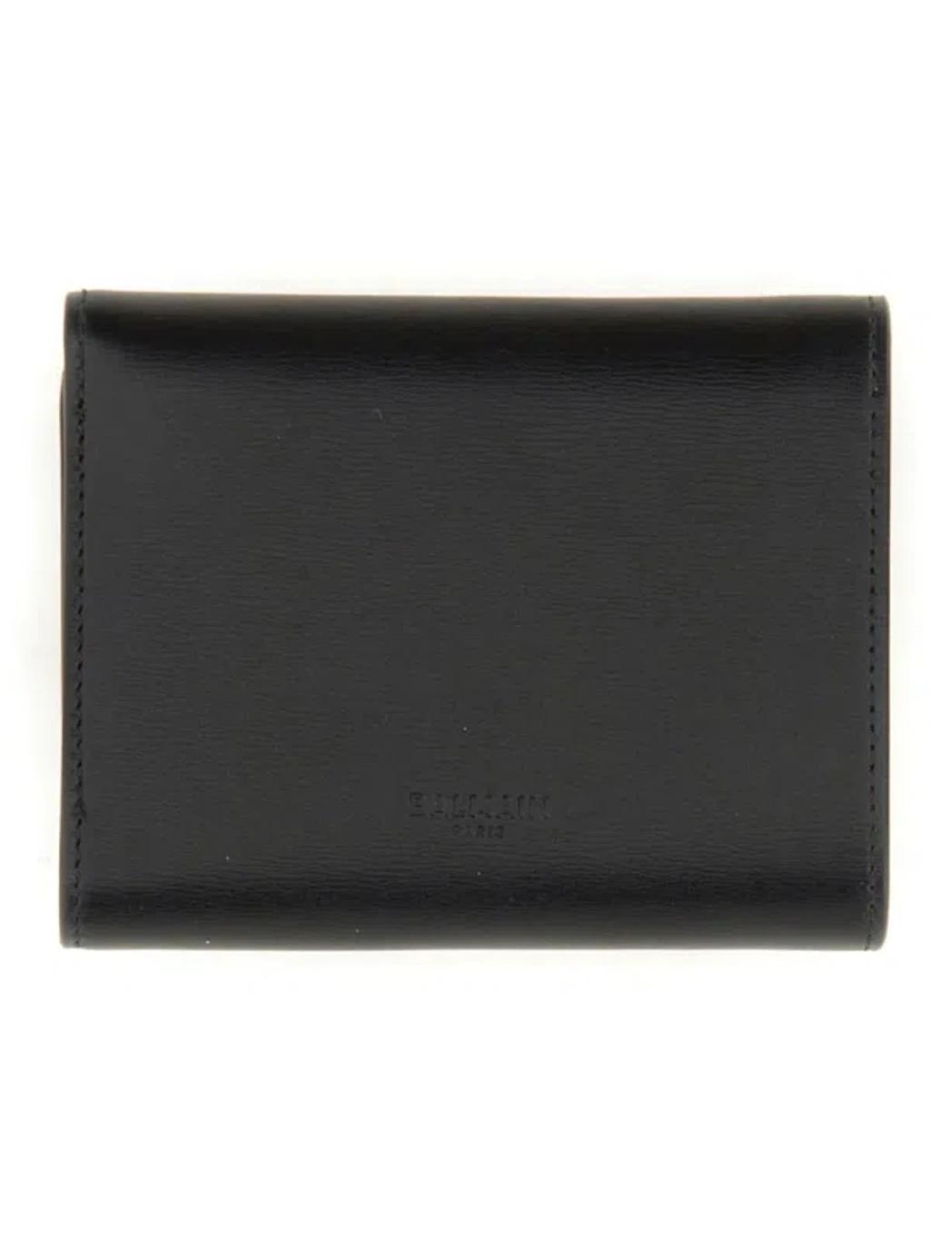 BALMAIN Leather B-buzz Tri-fold Wallet In Black Product Image