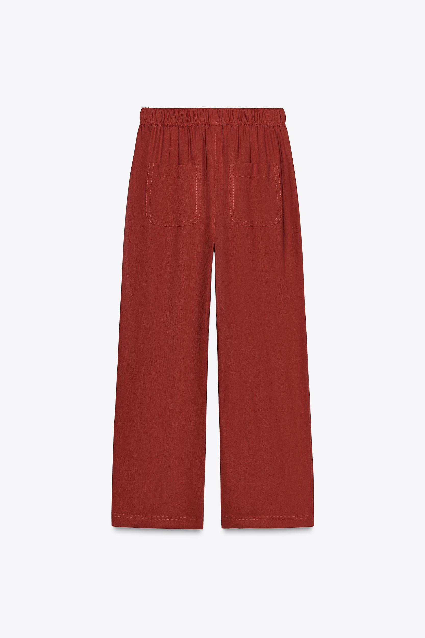 LINEN BEADED DRAWSTRING PANTS Product Image