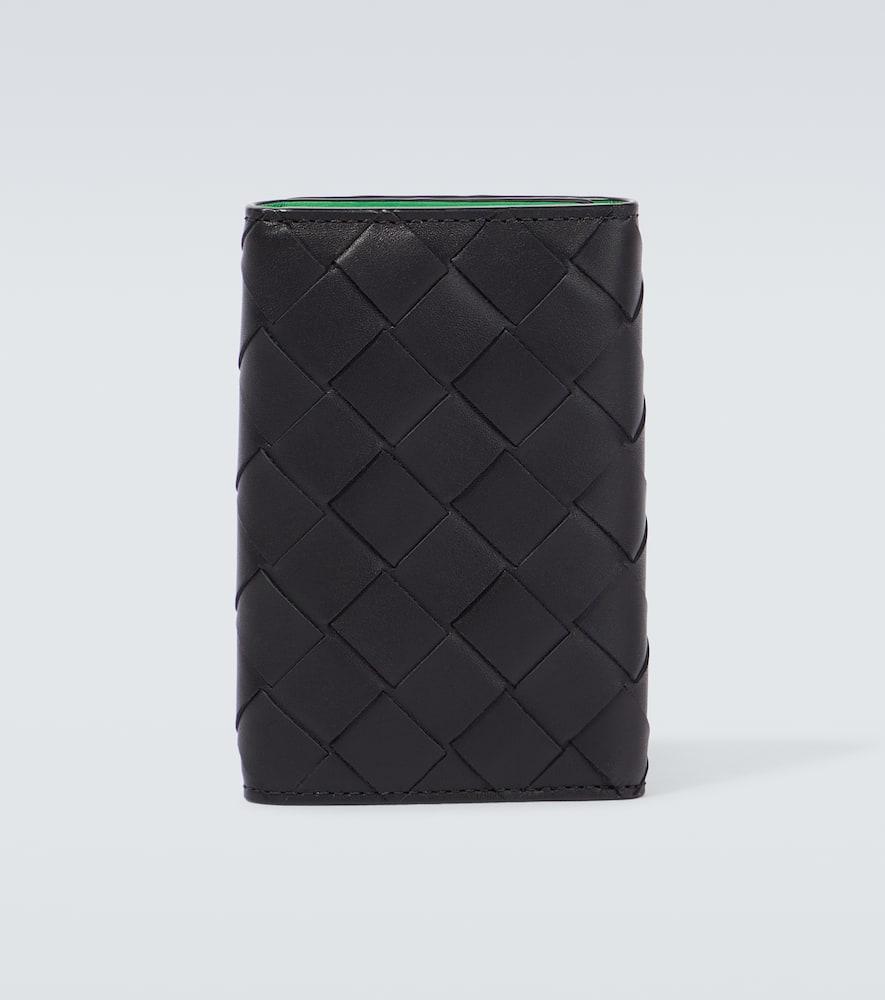 BOTTEGA VENETA Intrecciato Bifold Leather Wallet In Black/grass-silver Product Image