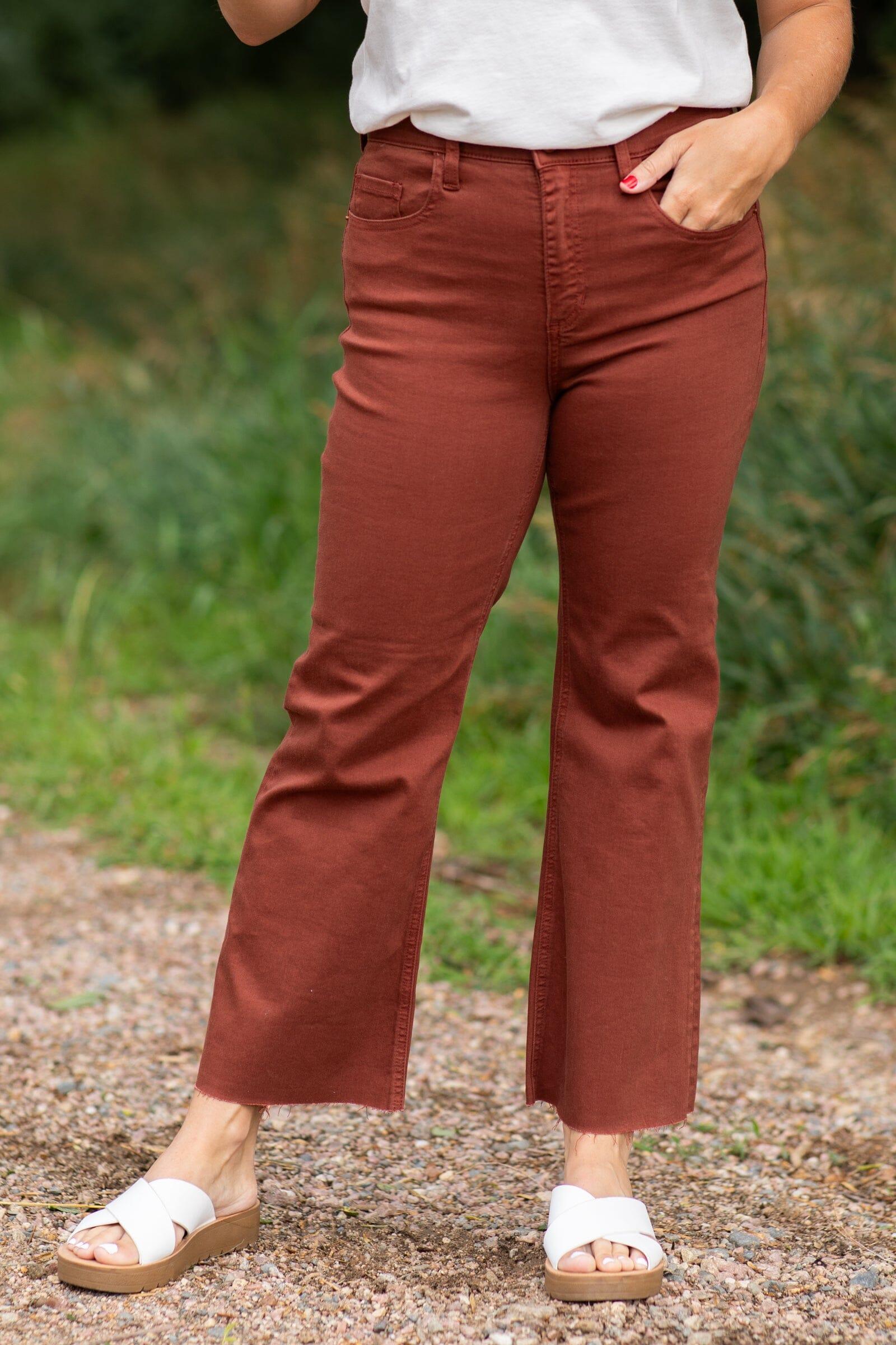 Sneak Peek Chestnut Kick Flare Jeans Product Image