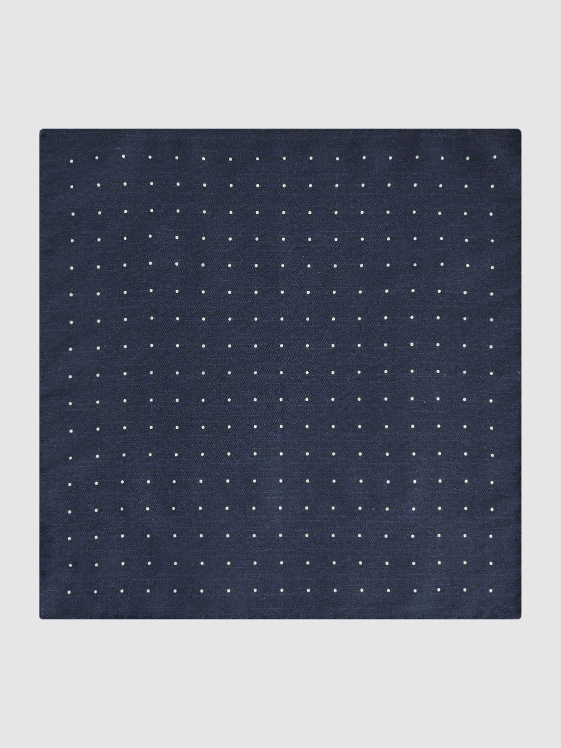 Cotton-Wool Polka Dot Pocket Square in Navy Product Image
