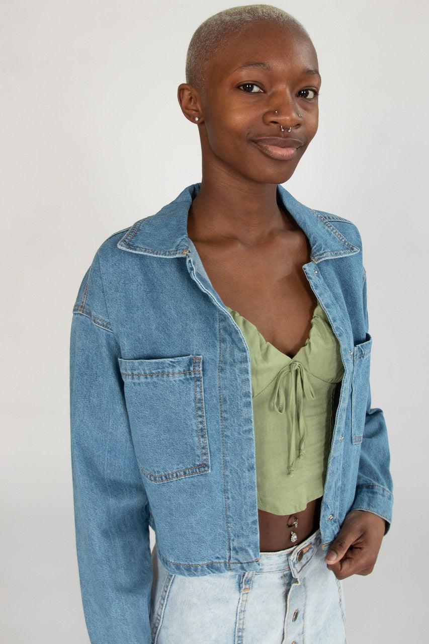 Cropped Denim Overshirt Product Image