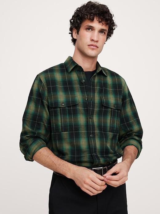 Relaxed-Fit Flannel Utility Shirt Product Image