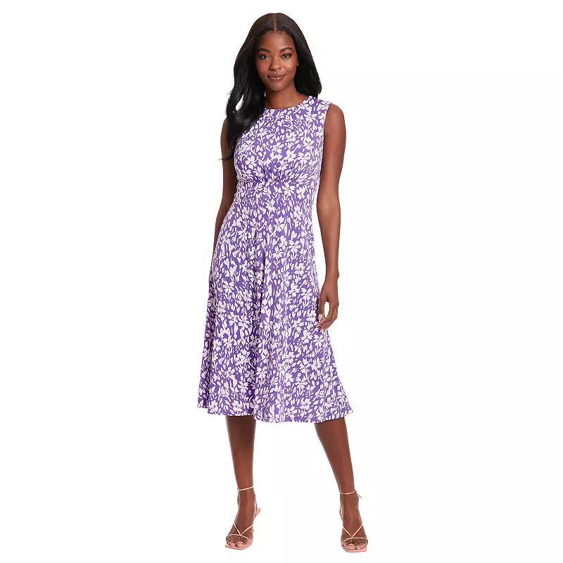 Women's London Times Inset Waist Print Midi Dress,  Product Image