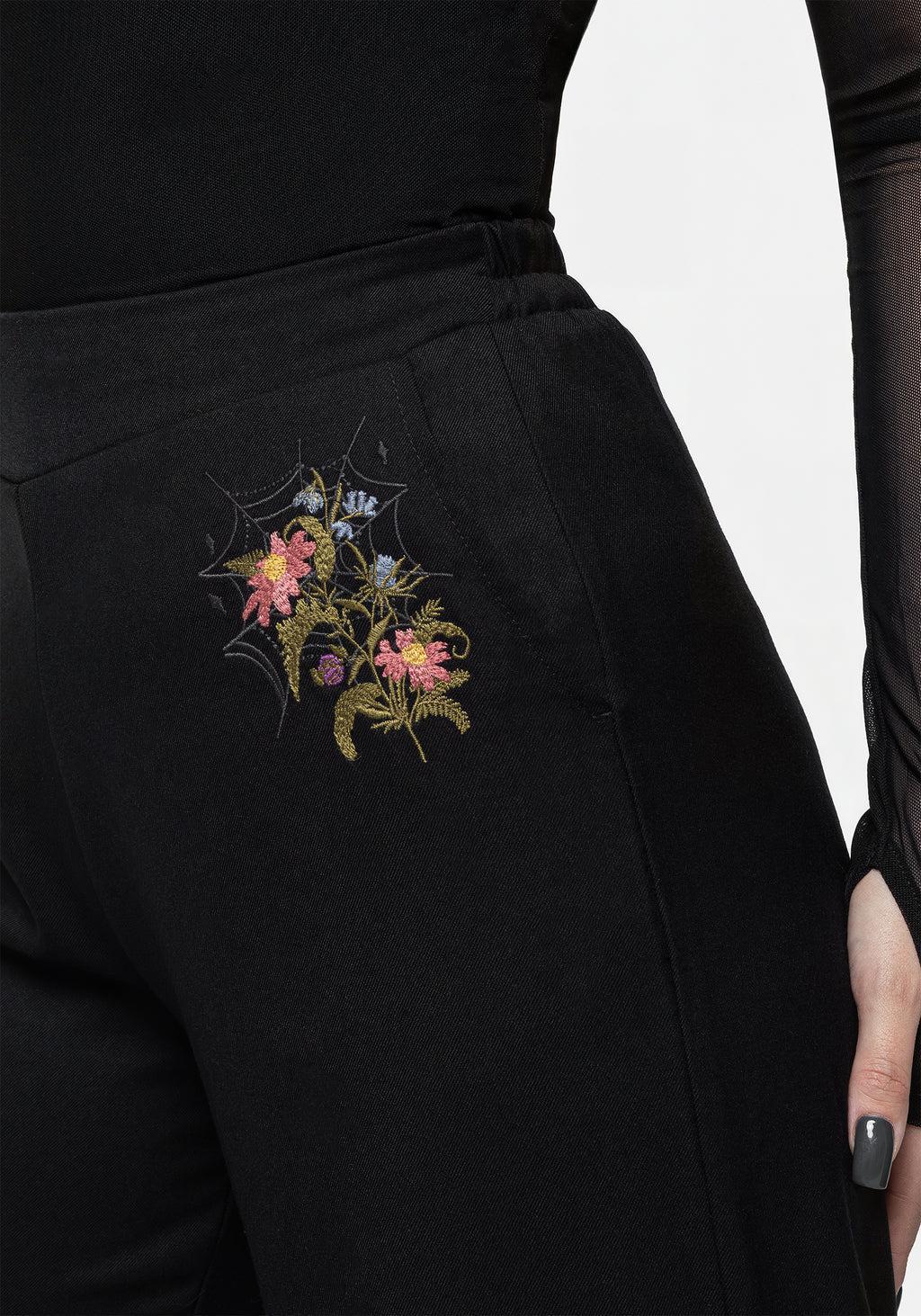 Cleome Floral Spiderweb Embroidered Trousers Product Image