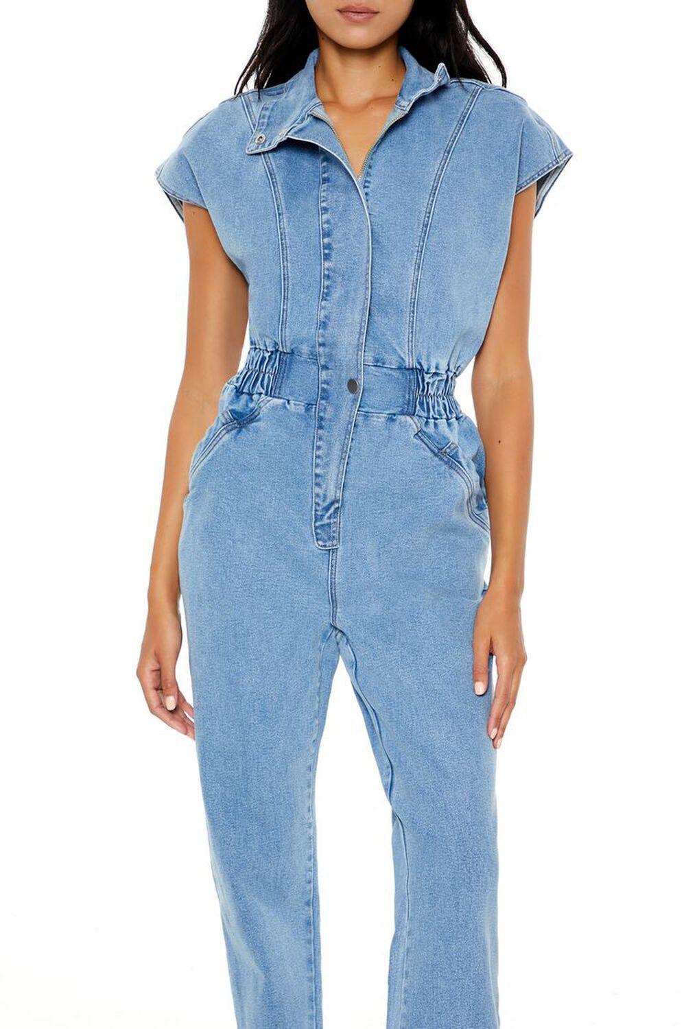 Denim Cap-Sleeve Jumpsuit | Forever 21 Product Image