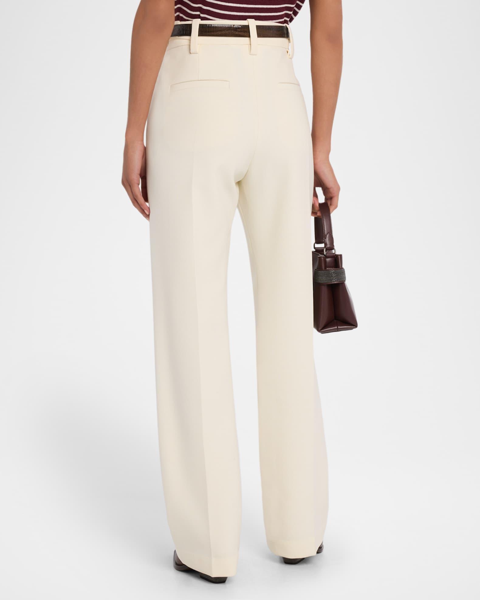 Button-Waist Double Canvas Wool Straight-Leg Pants Product Image