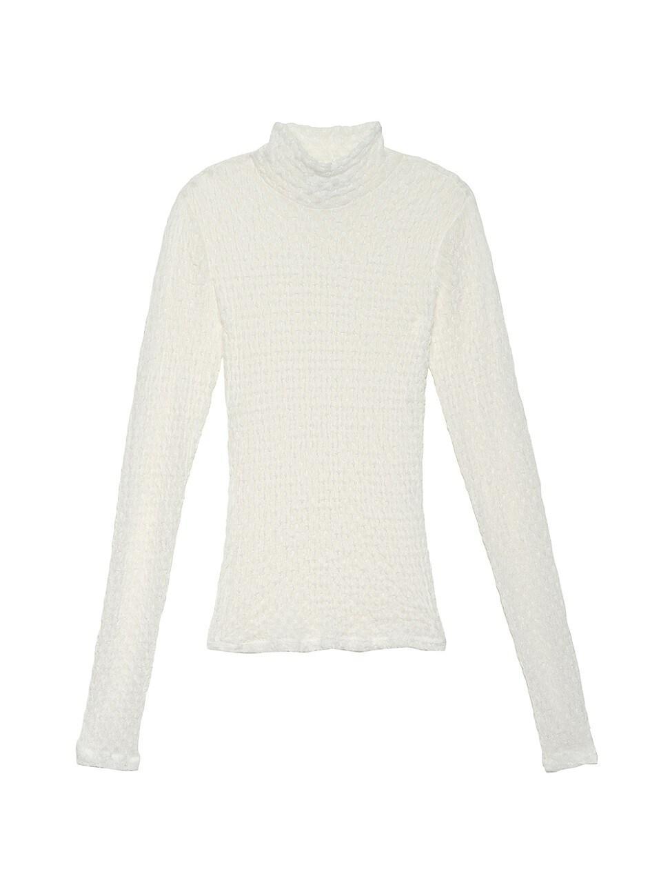 Womens Textured Mesh Mock-Turtleneck Top Product Image