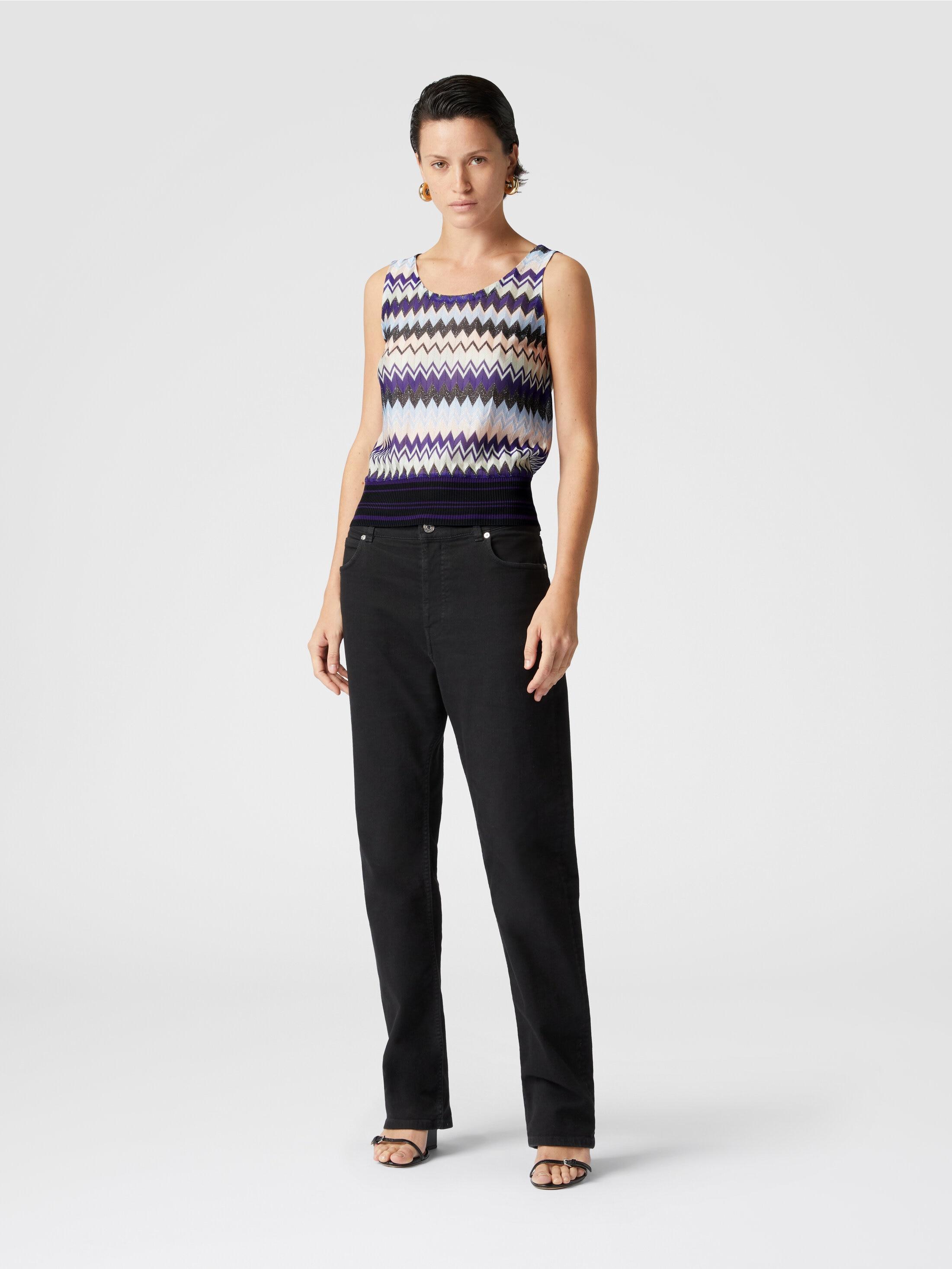 Sleeveless top in zig zag lamé viscose Product Image