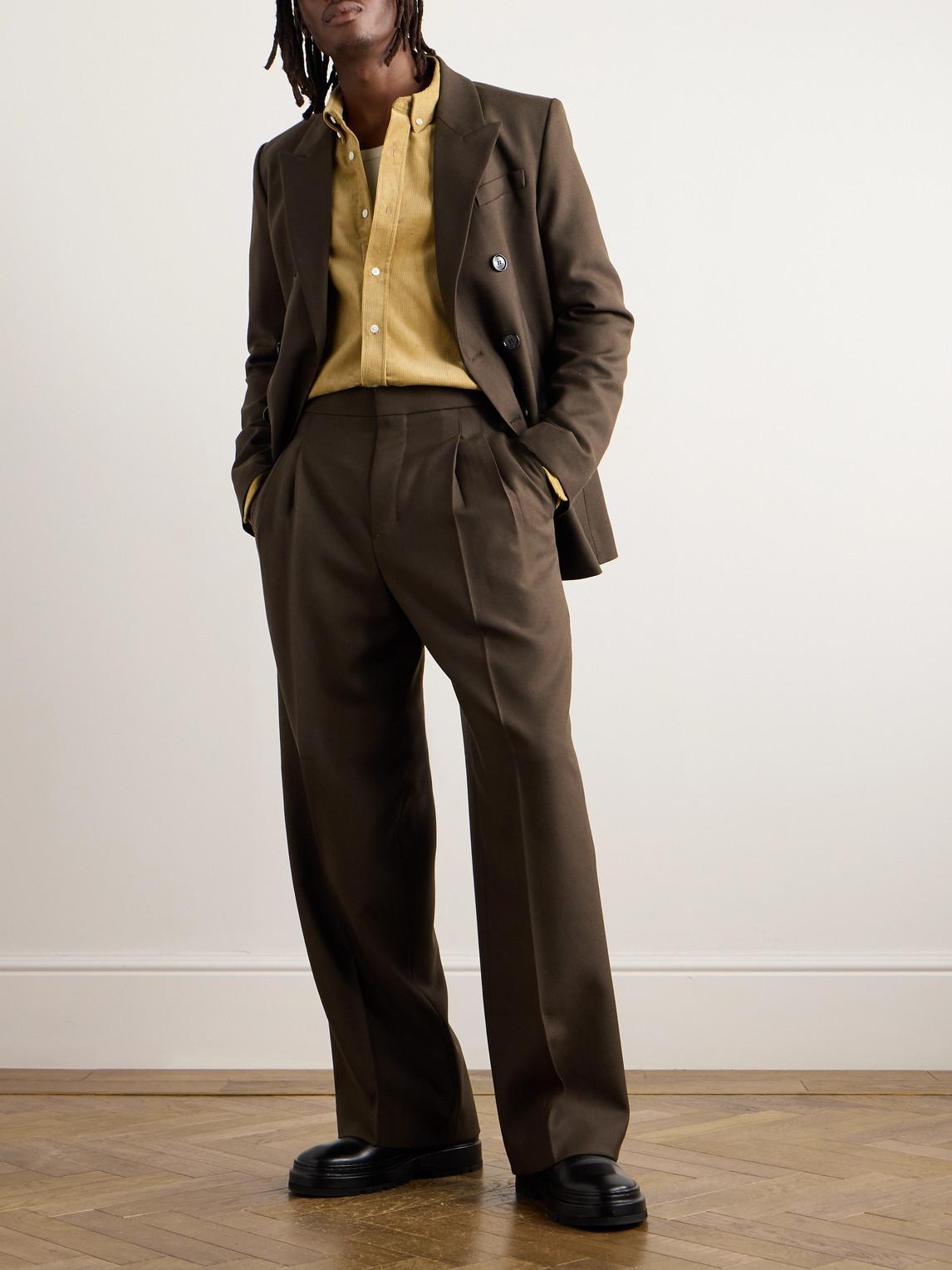 AMI ALEXANDRE MATTIUSSI Oversized Wool Gabardine Pants In Brown Product Image