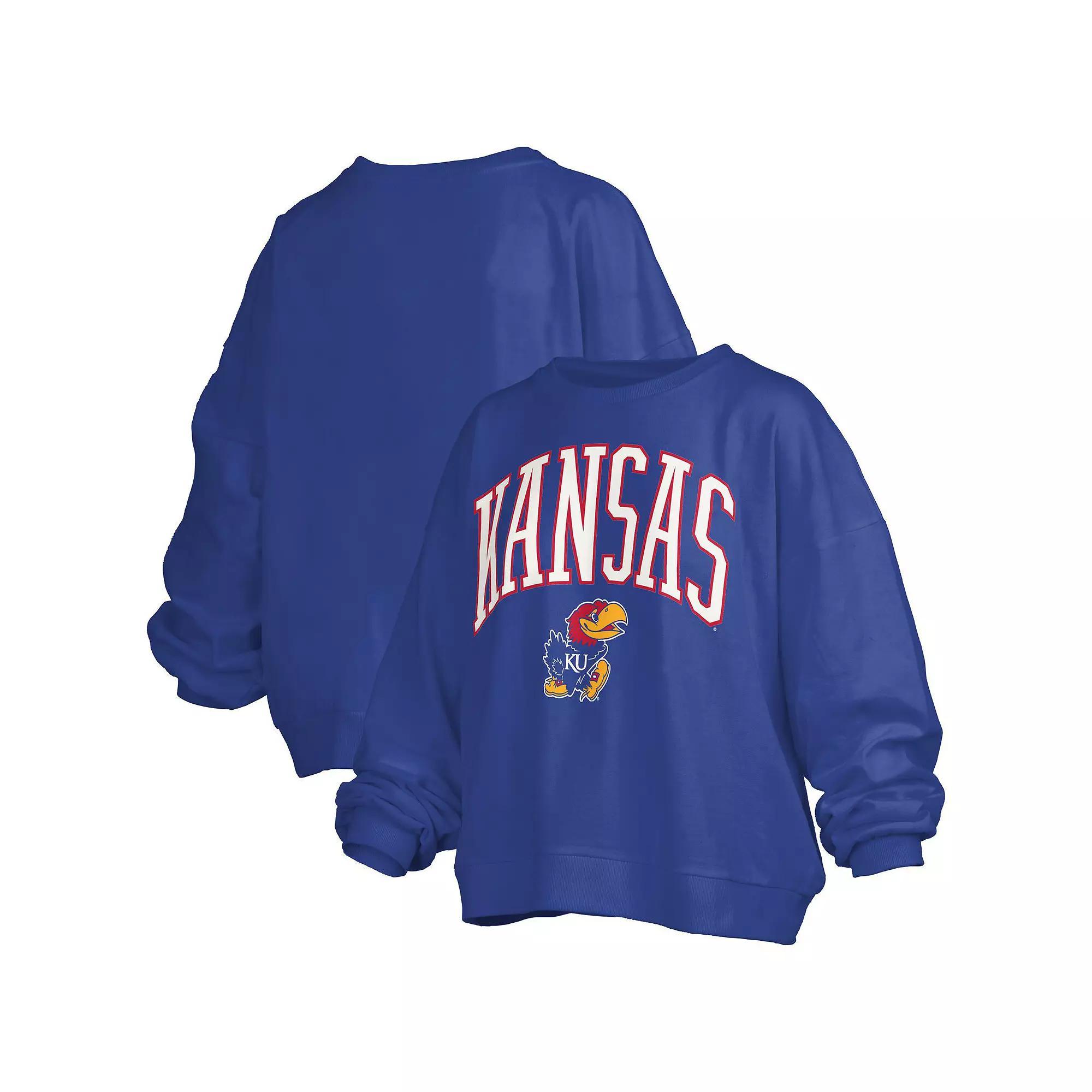 Women's Pressbox Royal Kansas Jayhawks Janise Arch Over Logo Waist Length Over Product Image