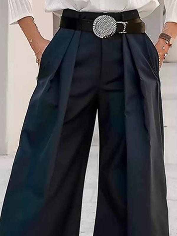 High Waisted Loose Floral Printed Pleated Split-Joint Pants Trousers Product Image