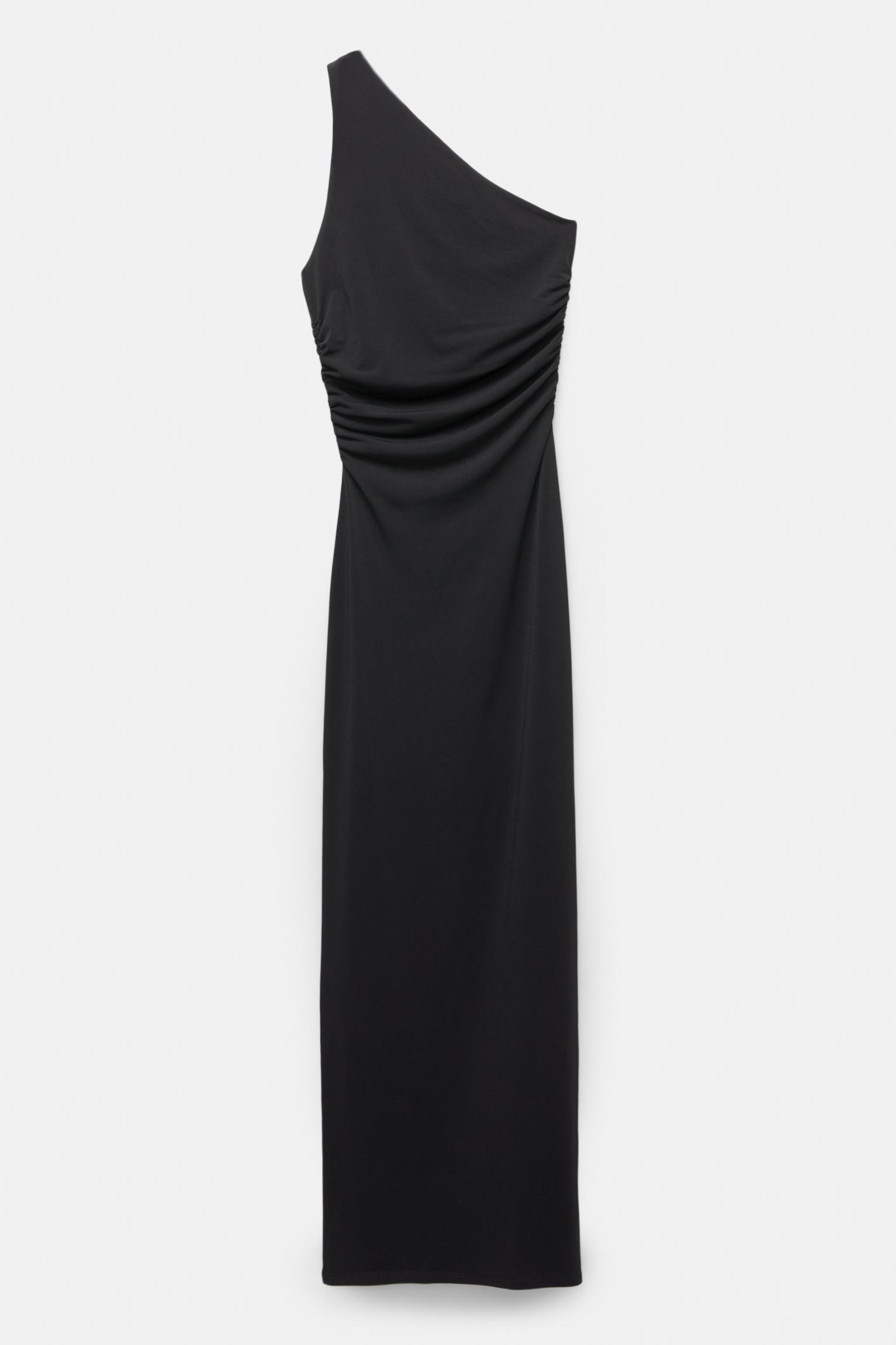 Asymmetric midi gathered dress Product Image