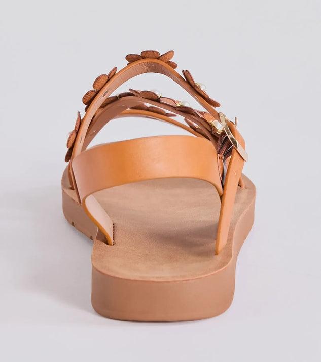 Floral Cutie Strappy Faux Leather Sandals Product Image